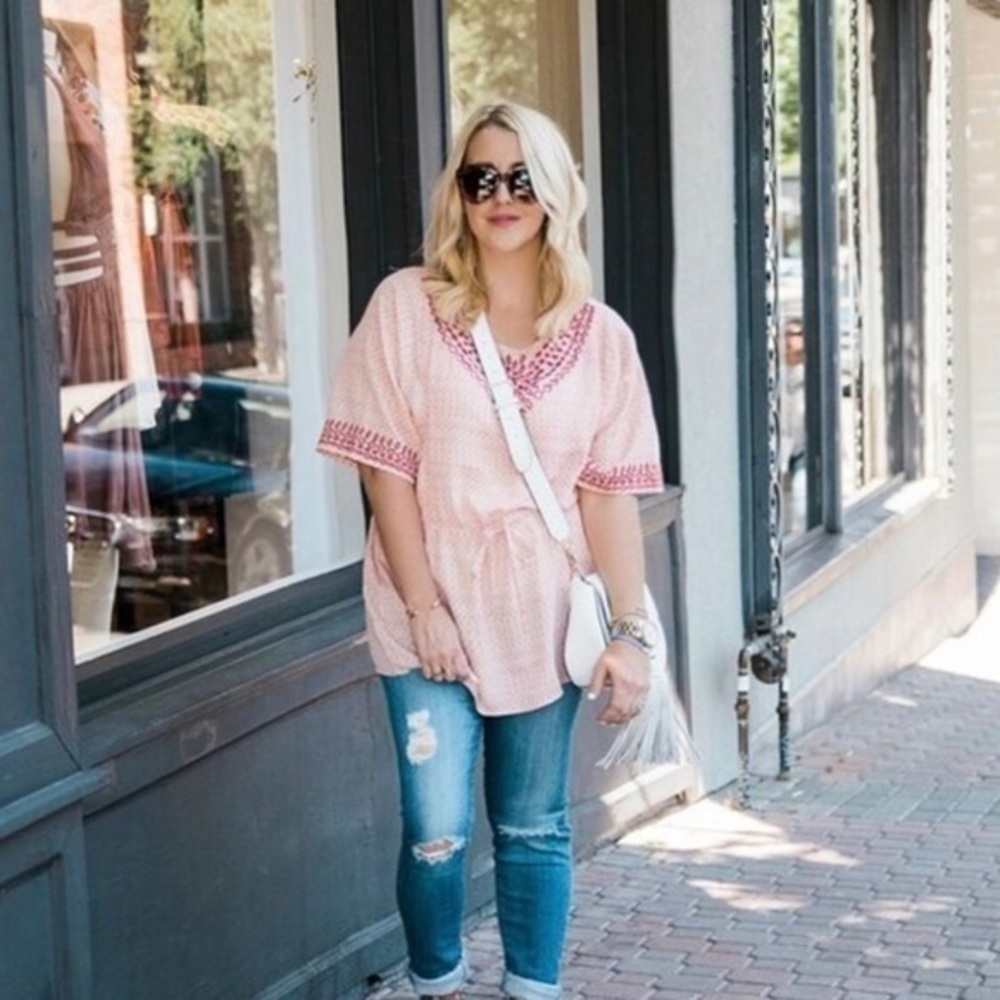 One September Euphemia Rose Pink Tie Waist Top